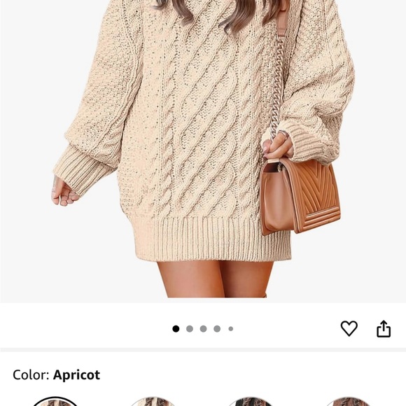 Elegant Apricot Cable Knit Turtleneck Sweater - Picture 1 of 3